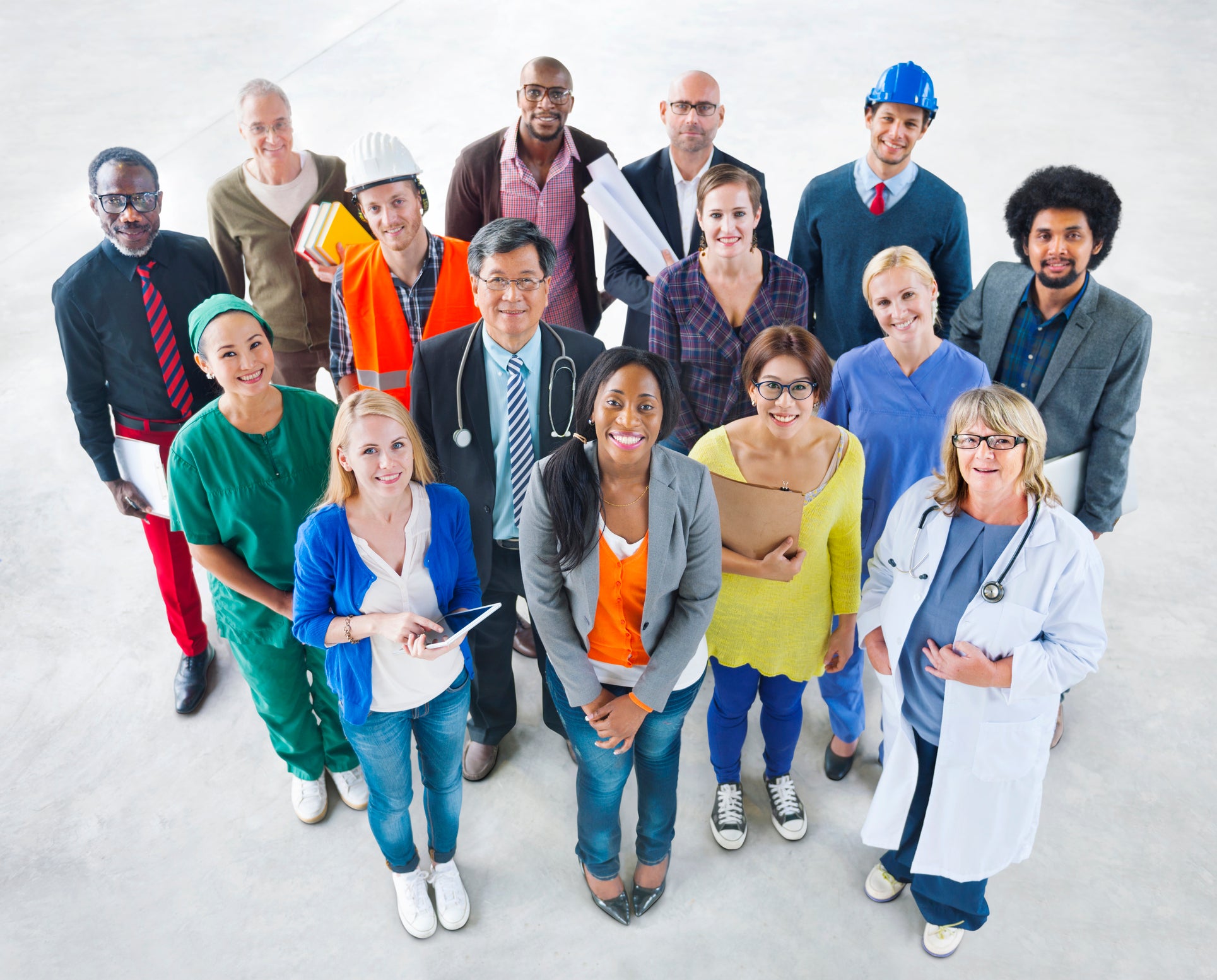 A group of people in various workforces