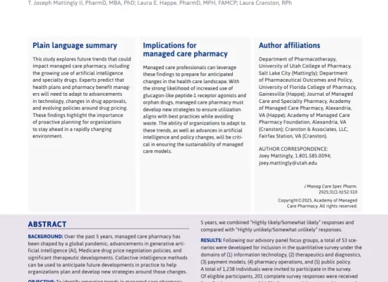 AMCP Foundation Emerging Trends Supplement (JMCP)