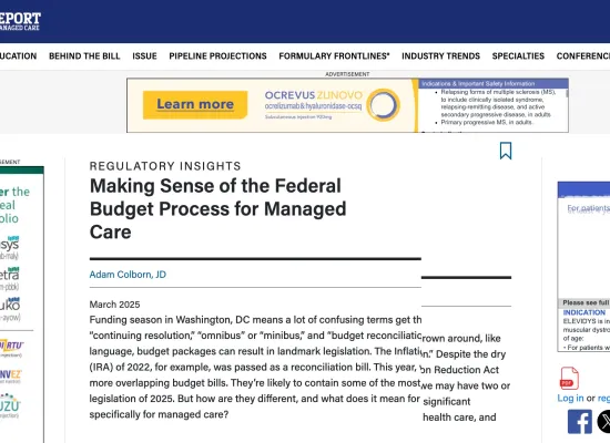 Making Sense of the Federal Budget Process for Managed Care