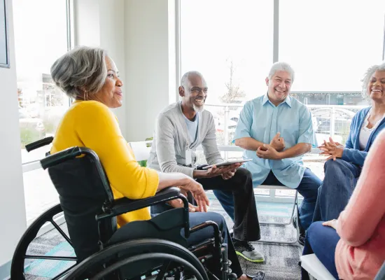 A group of seniors talking together