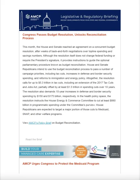 AMCP Legislative &amp; Regulatory Briefing — April – Preview Image